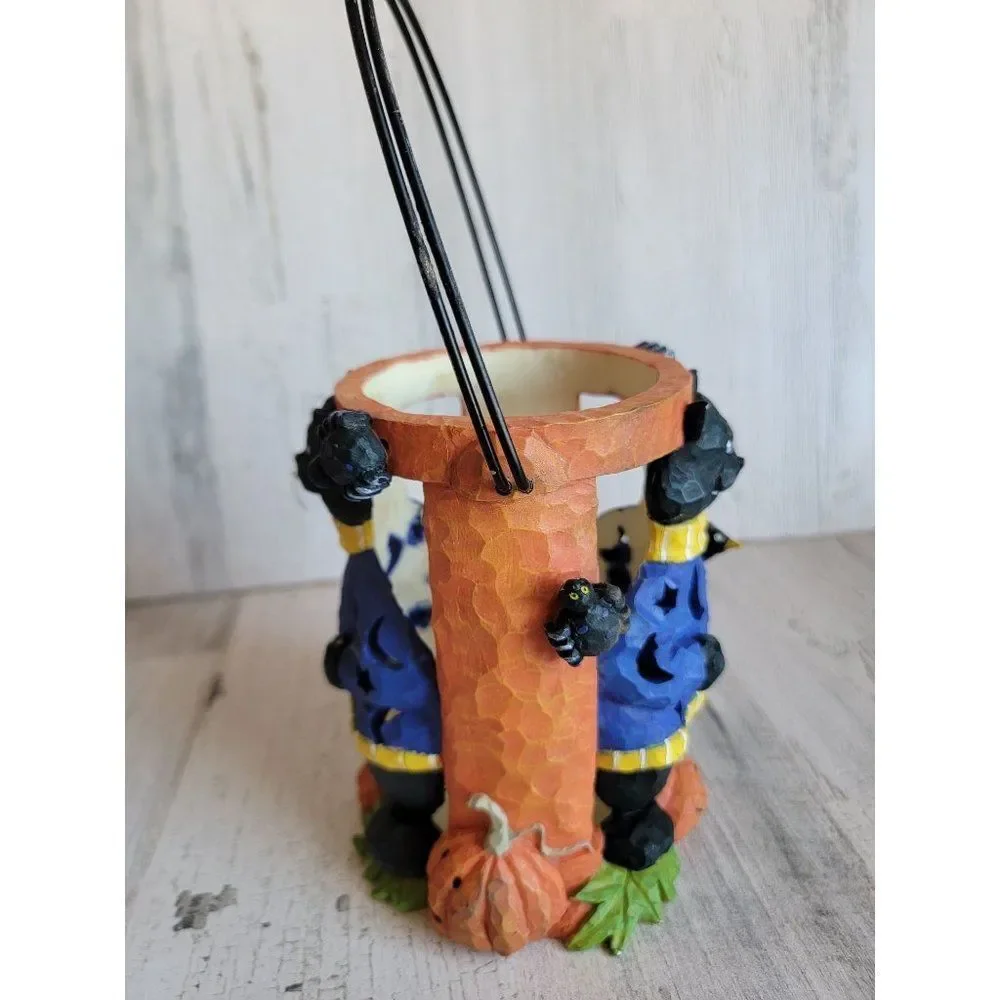 Unique ceramic rustic hat tea light holder Lantern spider pumpkin Halloween home - Picture 6 of 11
